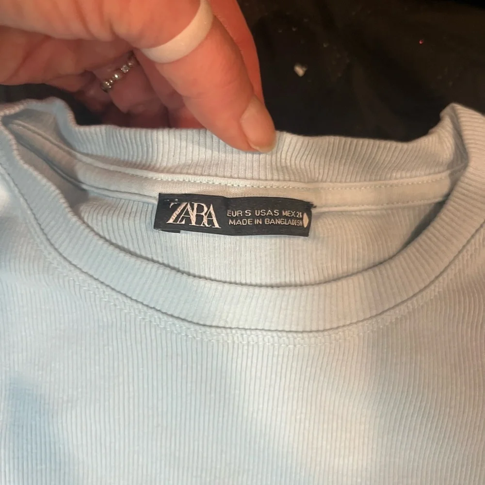 Zara Sky Blue Ribbed Top - Picture 2 of 3